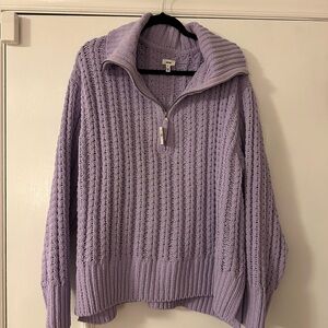 Aerie Purple Knit Quarter Zip Sweater